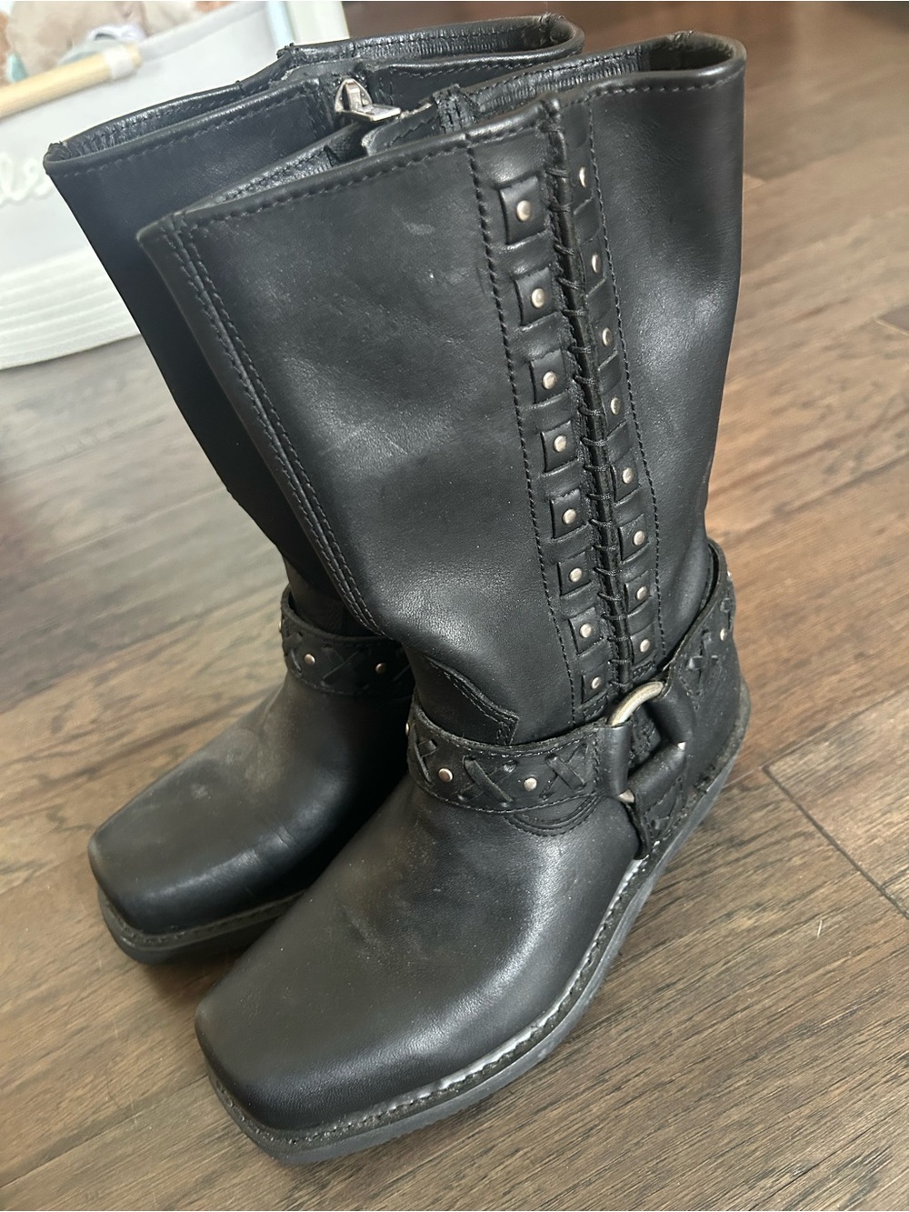 Harley-Davidson Auburn Black Leather Harness Motorcycle Boots Women’s Size 6 - Picture 3 of 6